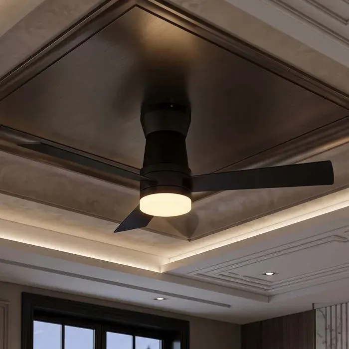 Ventilateur de Plafond avec Lumière LED Ø 132 cm Moteur Silencieux 3 Pales Réversible Été Hiver 6 Vitesses Télécommande — coloris Noir