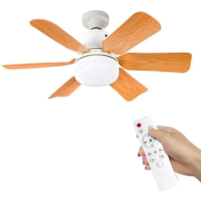 Ventilateur de Plafond avec Lumière LED 40W et Télécommande 3 Vitesses Vent Minuterie pour Salon et Chamber 85-265V Avec Douille
