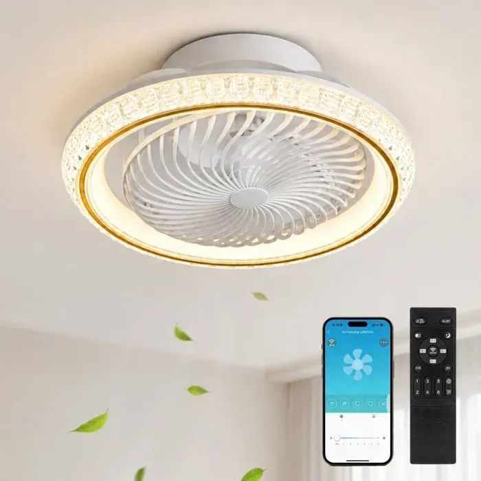 Ventilateur de Plafond avec Lumière LED 72WPlafonnier Ventilateur Silencieux Rotation 360°Éclairage Dimmable