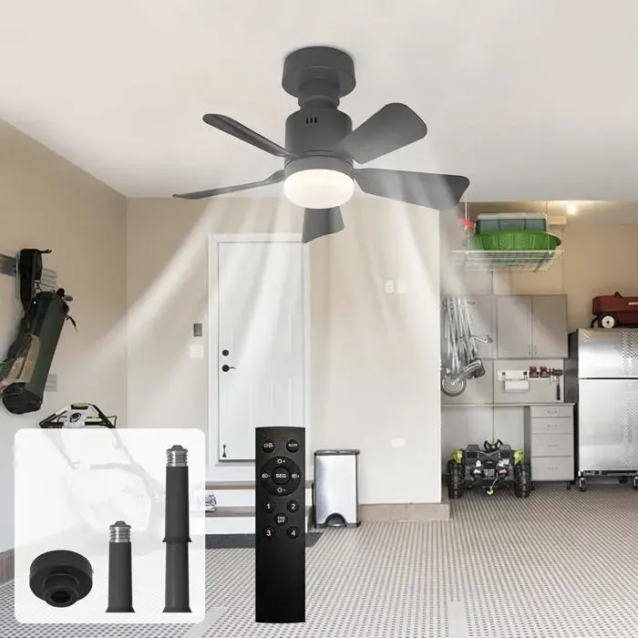 Ventilateur de Plafond avec Lumière LED Dimmable Plafonnier à Visser pour Chambre avec Télécommande 4 Vitesses et 3 Températures