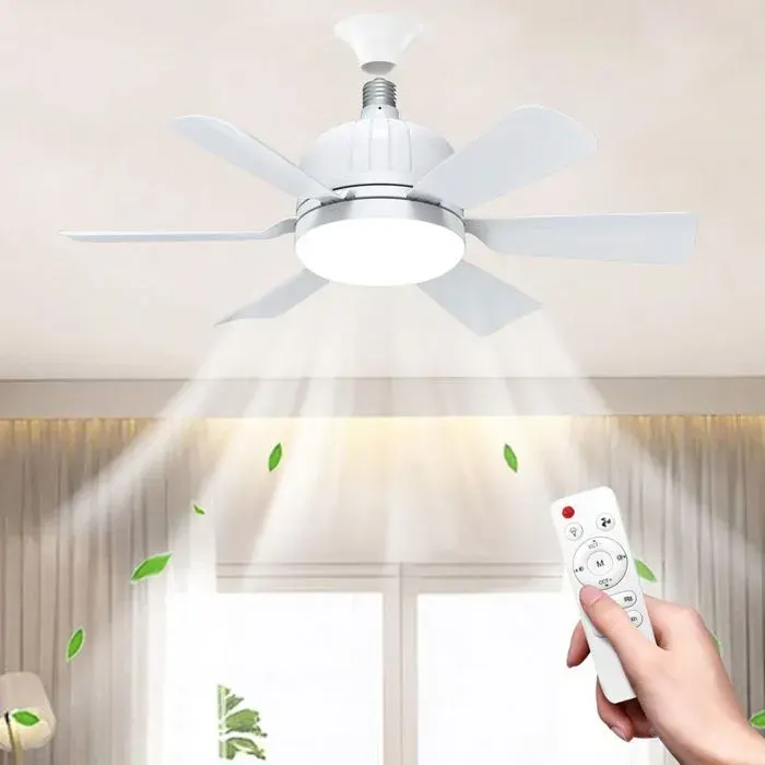 Ventilateur de Plafond avec Lumière LED E27 46 cm Télécommande Intensité Variable 3 Vitesses Couleurs dÉclairage