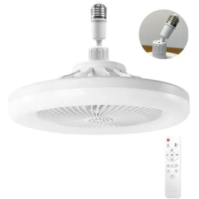 Ventilateur de Plafond avec Lumière LED E27 Télécommande Ventilateur Silencieux 3 Vitesses Minuterie pour Chambre Salon