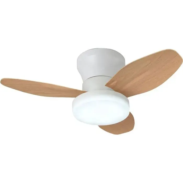 Ventilateur de plafond avec lumière LED - Moteur CC silencieux Éclairage LED 24W 3 températures - Petits espaces - 65cm blanc