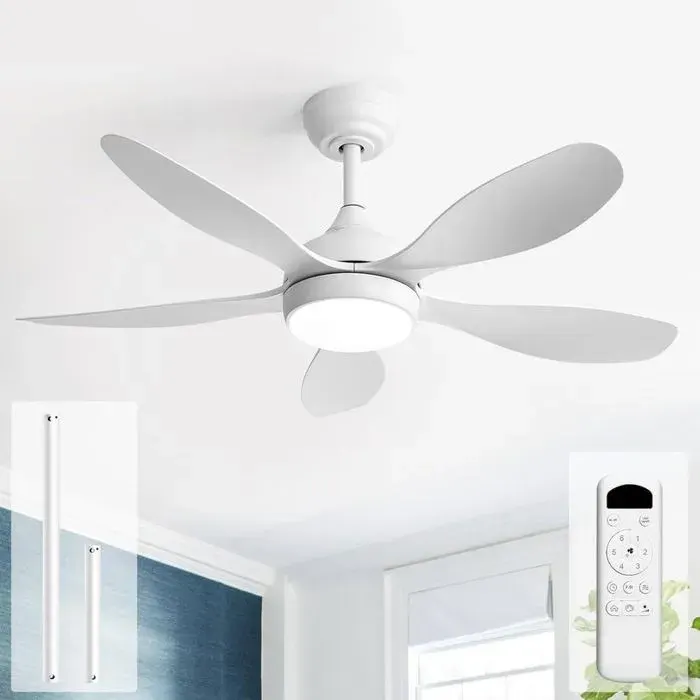 Ventilateur de plafond avec lumière LED - Moteur DC réversible silencieux Télécommande avec 6 vitesses et minuterie - 107 cm
