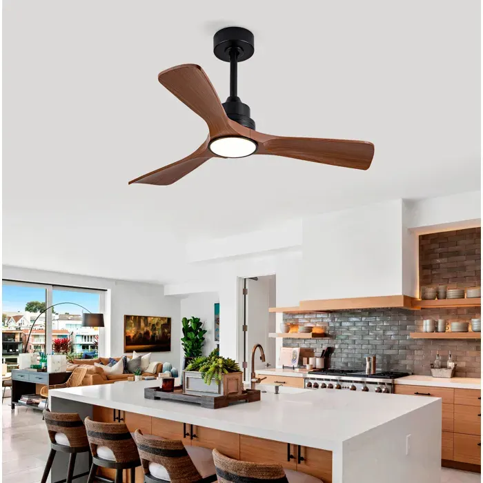 Ventilateur de plafond avec lumière LED télécommande et 6 vitesses - YEAVIO - intérieur extérieur noir 42 pouces