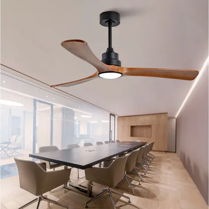 Ventilateur de plafond avec lumière LED télécommande interrupteur mural moteur DC réversible noir bois foncé 91 × 19 × 18 cm