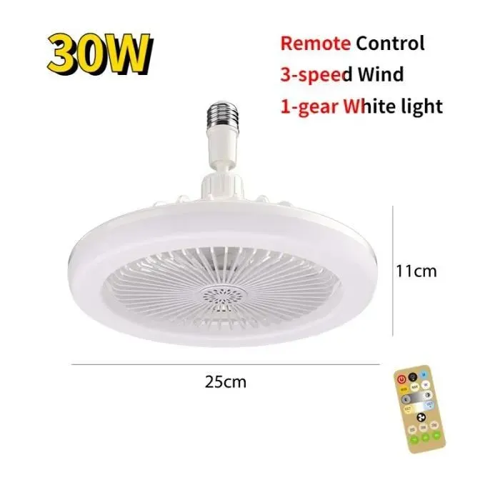Ventilateur de Plafond avec Lumière LEDPlafonnier avec Rotation à 360 °TélécommandeVentilateur de - White-control 30W