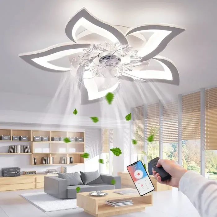 Ventilateur de Plafond avec Lumière Silencieux Dimmable Ventilateur LED avec Télécommande/APP pour Salon Chambre Minuterie