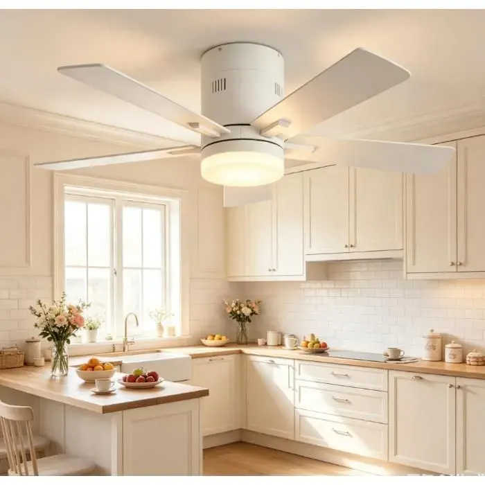 Ventilateur de plafond avec lumière ventilateur plafond à 5 pales silencieux télécommande et éclairage réglable 1066 cm blanc