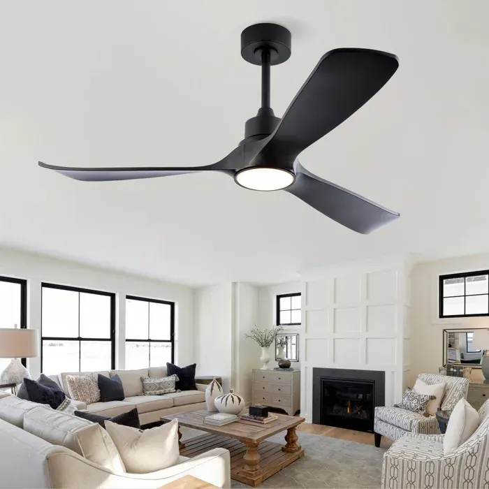 Ventilateur de plafond avec lumière - ZEVKOR - 52 pouces - Télécommande - Moteur DC réversible - 6 vitesses