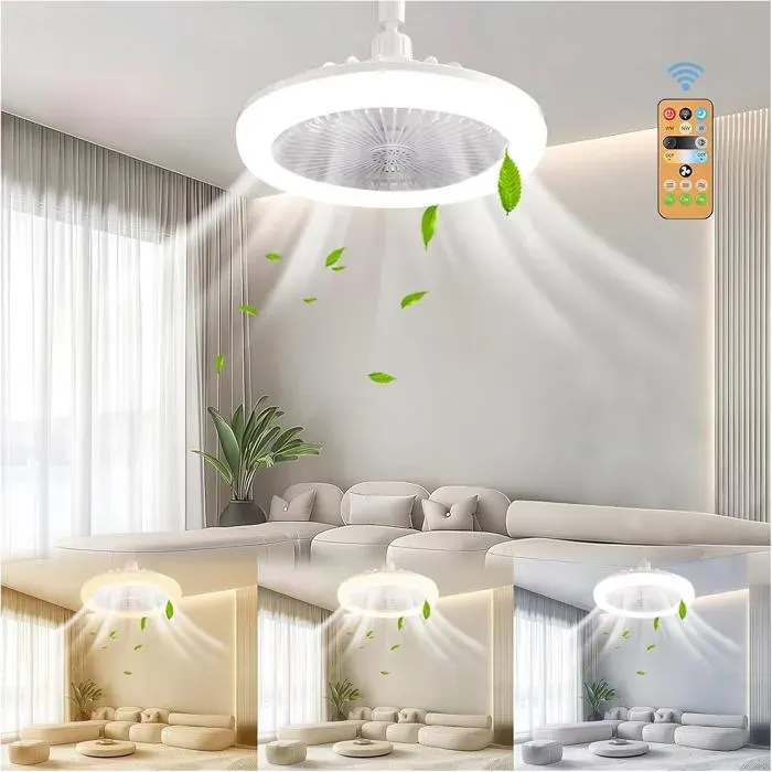 Ventilateur de Plafond avec LumièreLampe de Ventilateur Gradation Continue avec 3 Températures de Couleur3 Vitesses et