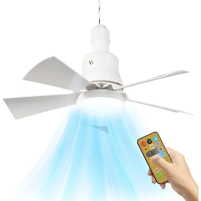 Ventilateur De Plafond Avec LumierePlafonnier TelecommandeLed Ventilateur Dimmable Plafonnier Avec 30W E27 Lampe Inté VENTILATEUR