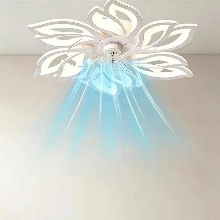 Ventilateur de plafond avec lumières et télécommande plafonnier ventilateur Silencieux moderne sans pales à 6 pétales à montage