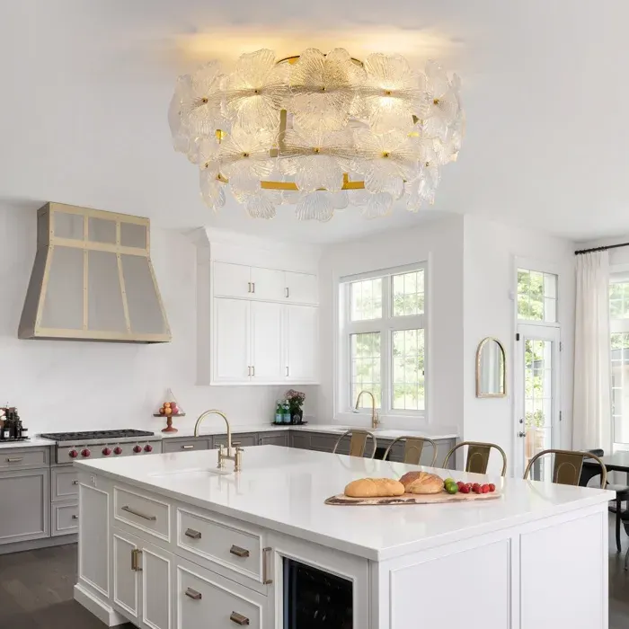 Ventilateur de Plafond avec Lustre Cristal 52cm - Plafonnier Ventilateur pour Salon LED 6 Vitesses Moteur DC - Doré
