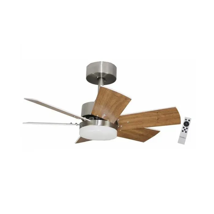 Ventilateur de plafond avec moteur DC télécommande 75 cm 6 pales réversibles chêne clair/foncé lumière LED 3 tons ARENAL DC