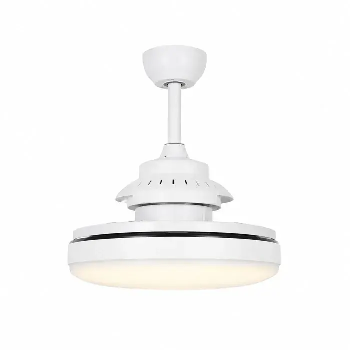 Ventilateur de plafond avec pales invisibles - Installation à douille E27 Abat jour blanc (3 couleurs) - Usage domestique