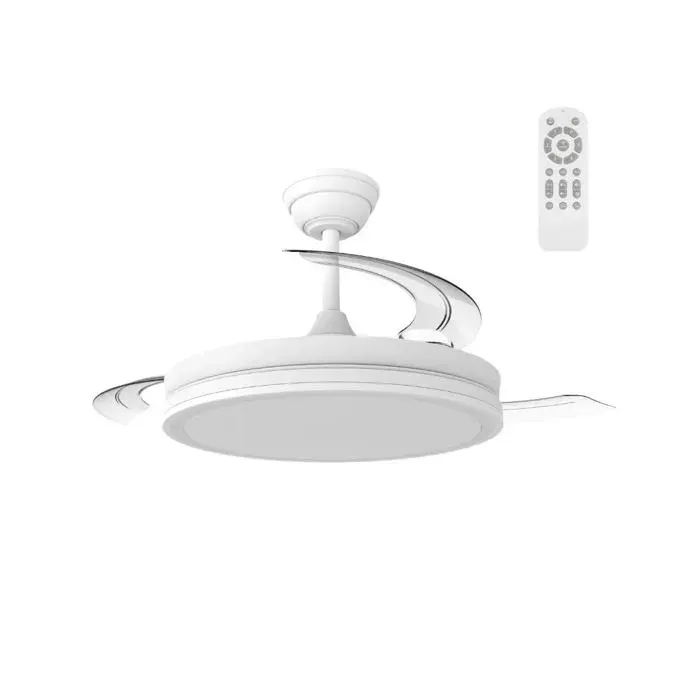 Ventilateur de plafond avec pales rétractables mode lumière nuit ventilateur silencieux avec lumière LED 48 W Astra Eco moteur