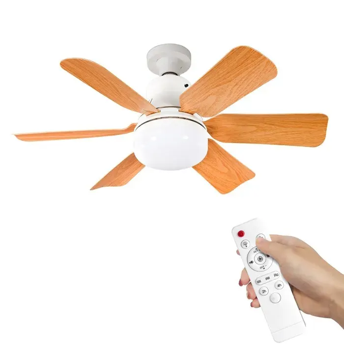 Ventilateur de plafond avec télécommande et lumière 40 W 6 pales trois vitesses de ventilation fonctionnement silencieux