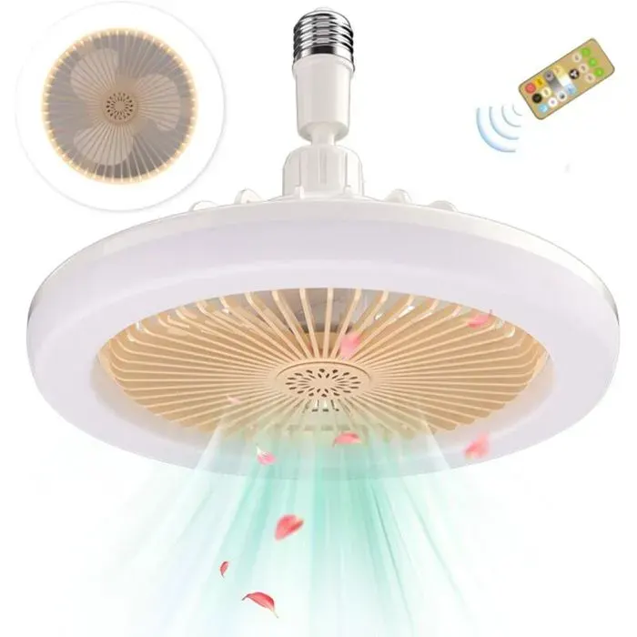 Ventilateur de plafond avec télécommande légère DIMMable E27 LED Smart 3 Vitesses pour le salon de plafond du salon
