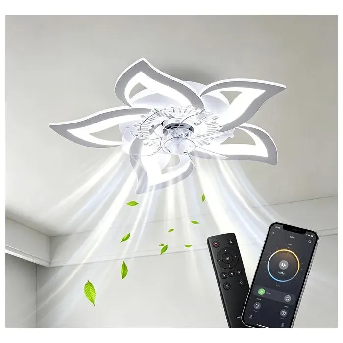 Ventilateur de plafond - avec télécommande Minuterie 6 vitesses Fan Silencieux et LED lumière réglable - 5 pales feuilles