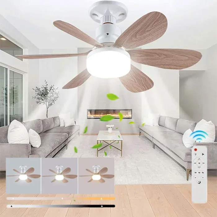 Ventilateur de plafond avec télécommande variateur dintensité E27 intensité lumineuse réglable plafonnier 52 cm x 185 cm