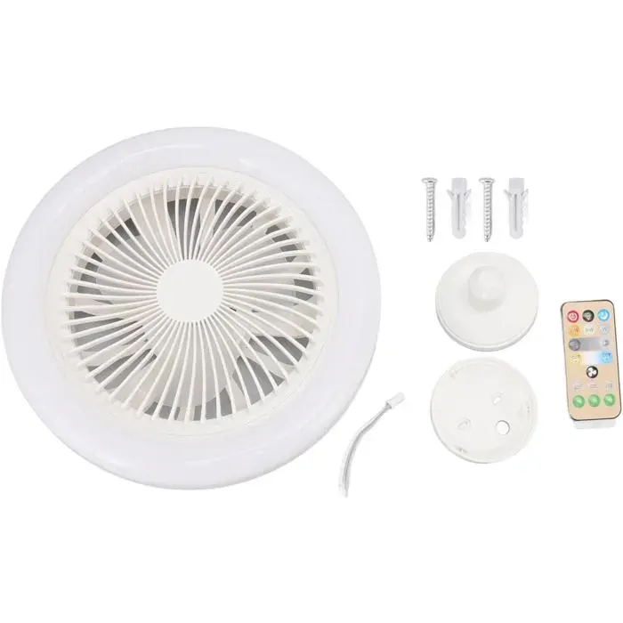 Ventilateur de Plafond avec Télécommande36W 98 Pouces Petite Lampe LED Silencieuse E27 pour Chambre 86-265V Blanc — coloris Blanche