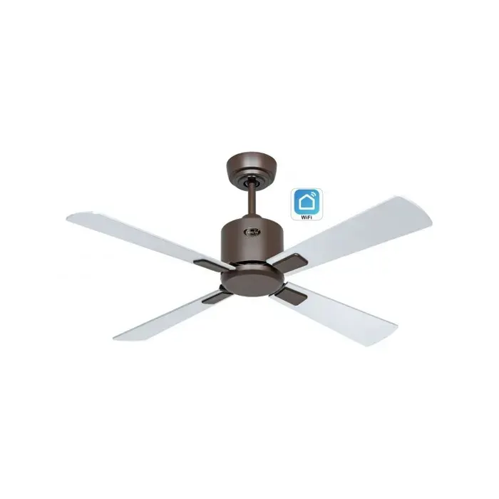 Ventilateur de plafond avec WiFi CasaFan 949141W ECO NEO III 103 cm moteur bronze/ pales réversibles argent et wengé