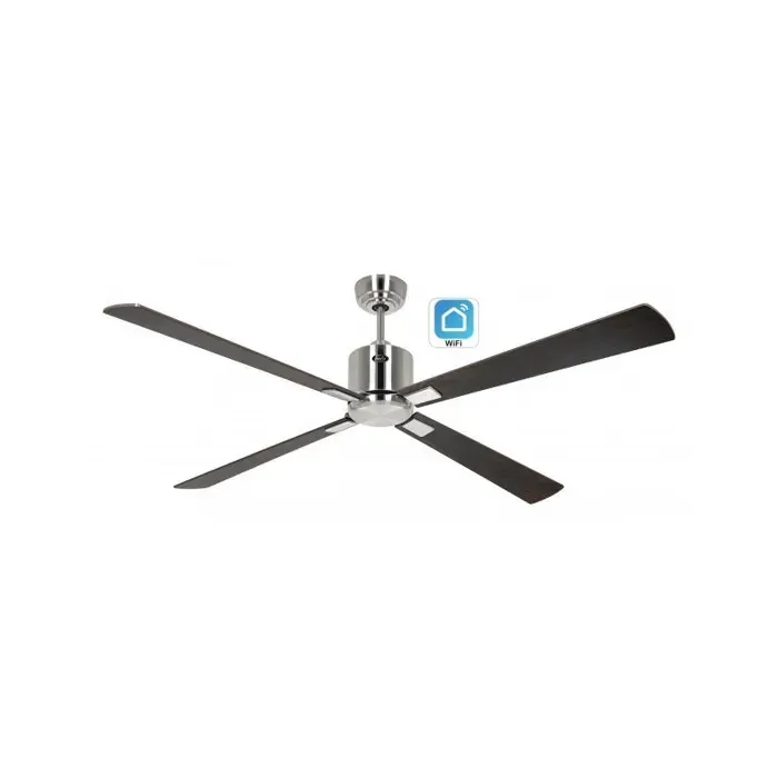 Ventilateur de plafond avec WiFi CasaFan ECO NEO III 152 cm 942313W moteur chromé brossé / pales réversibles noyer et cerisier