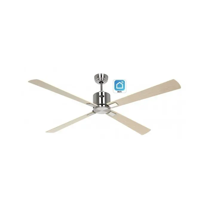 Ventilateur de plafond avec WiFi CasaFan ECO NEO III 152 cm 942323W moteur chromé brossé / pales réversibles en érable et hêtre