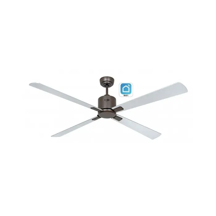 Ventilateur de plafond avec WiFi CasaFan ECO NEO III 152 cm 949337W moteur en bronze / pales réversibles wengé et argent