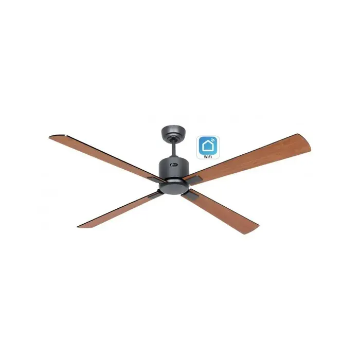 Ventilateur de plafond avec WiFi CasaFan ECO NEO III 152 cm 952303W moteur gris basalte / pales réversibles noir et teck