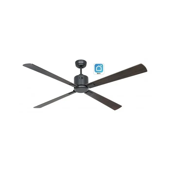 Ventilateur de plafond avec WiFi CasaFan ECO NEO III 152 cm 952313W moteur gris basalte / pales réversibles noyer et cerisier