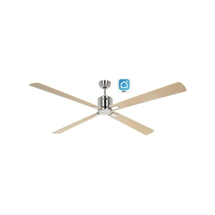 Ventilateur de plafond avec WiFi CasaFan ECO NEO III 180 cm 942426W moteur chromé brossé / pales réversibles en érable et hêtre
