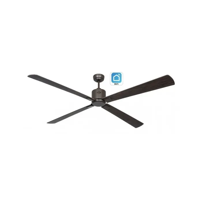 Ventilateur de plafond avec WiFi CasaFan ECO NEO III 180 cm 949415W moteur en bronze / pales réversibles en noyer et cerisier