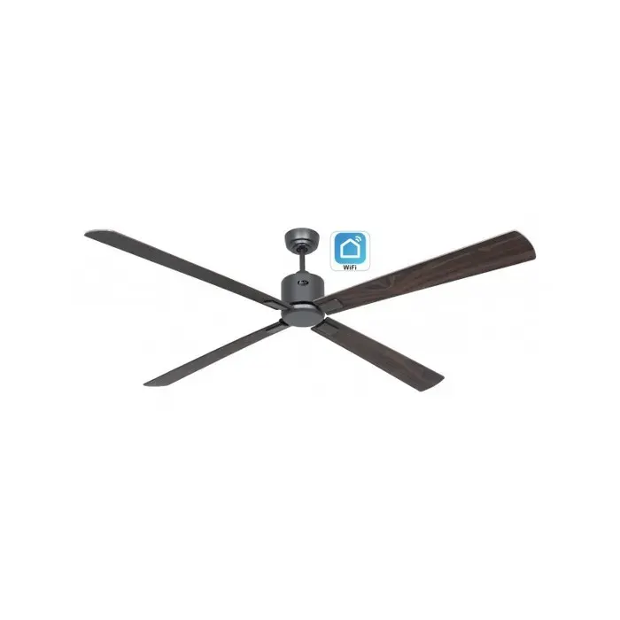 Ventilateur de plafond avec WiFi CasaFan ECO NEO III 180 cm 952415W moteur gris basalte / pales réversibles noyer et cerisier