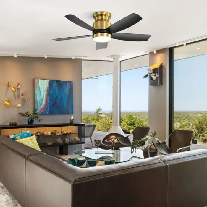 Ventilateur de plafond blanc 42 pouces 5 pales ABS résistant silencieux moteur réversible éclairage pour intérieur maison