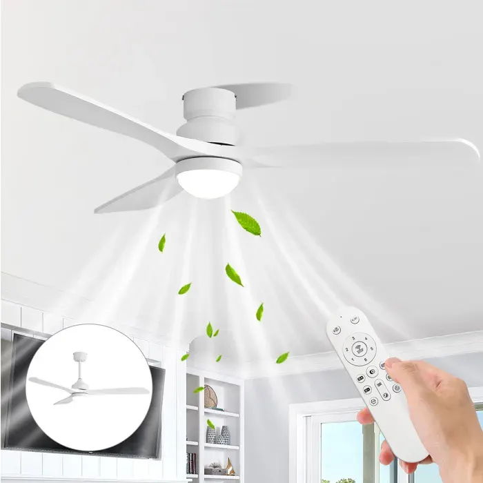 Ventilateur De Plafond Blanc LED FloraGrace Réversible Salon Chambre Télécommande Incluse 13208x13208x2880cm