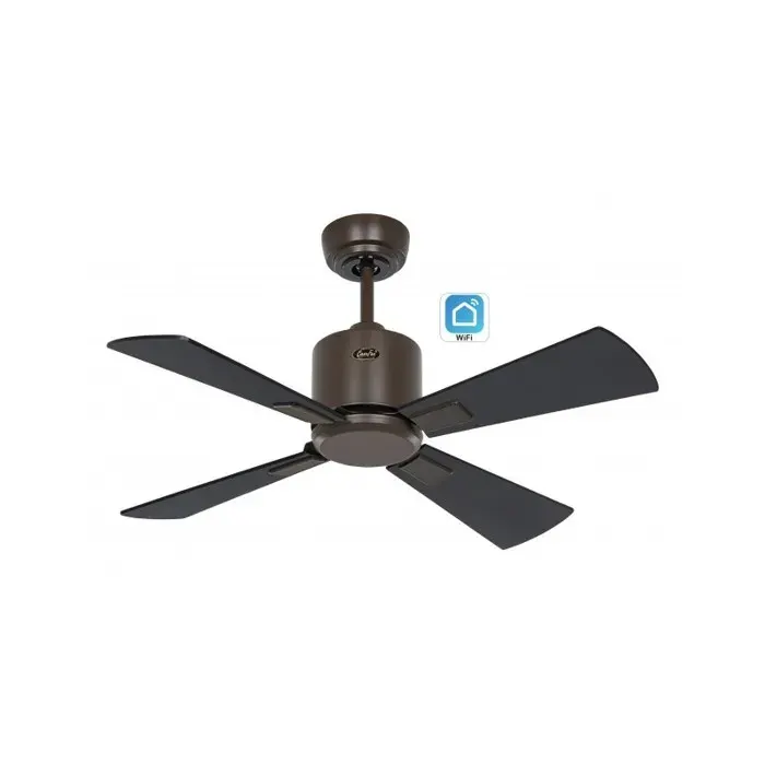 Ventilateur de plafond CasaFan 949001W ECO NEO III 92 cm avec WIFI moteur en bronze / pales réversibles noires et teck