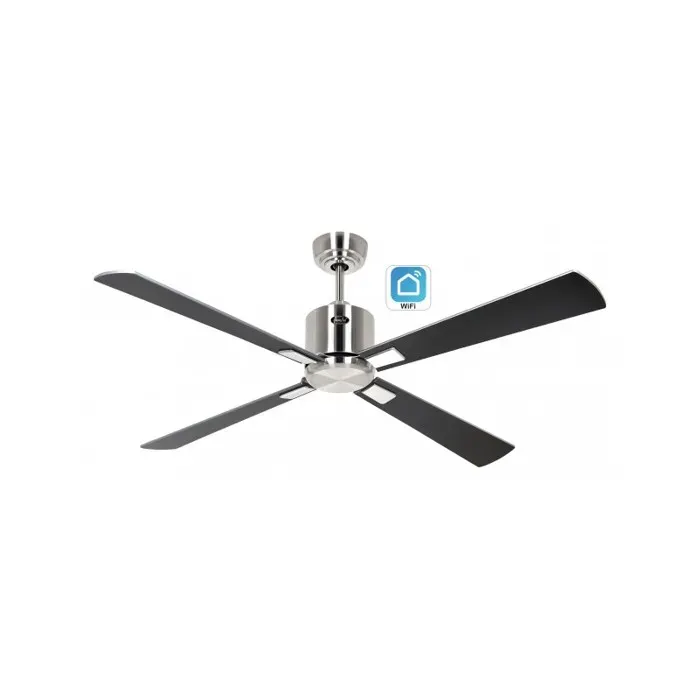Ventilateur de plafond CasaFan ECO NEO III 132 cm avec WiFi 942242W moteur chromé brossé / pales réversibles argent et wengé