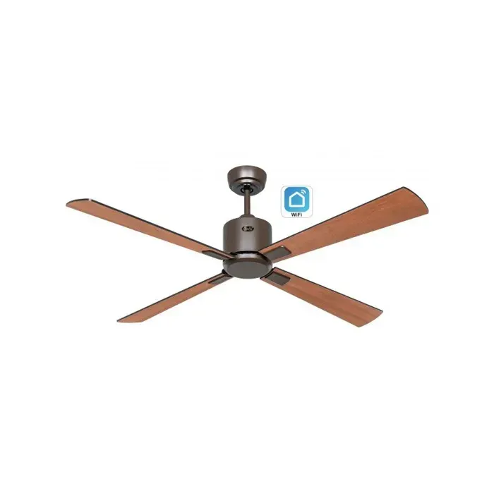 Ventilateur de plafond CasaFan ECO NEO III 132 cm avec WiFi 949202W moteur en bronze / pales réversibles noires et teck