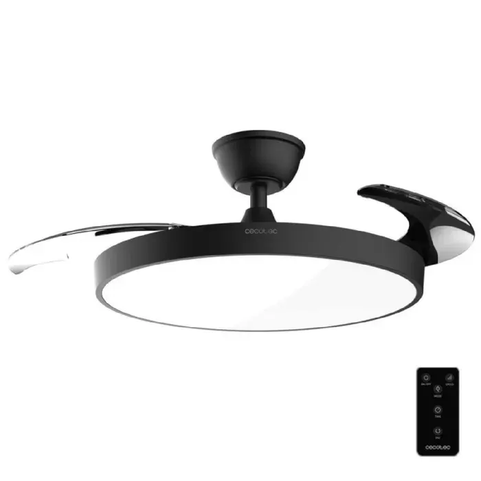 Ventilateur de plafond - CECOTEC - EnergySilence Aero 300 - 30W DC - 3 pales rétractables - LED dimmable — coloris Noir