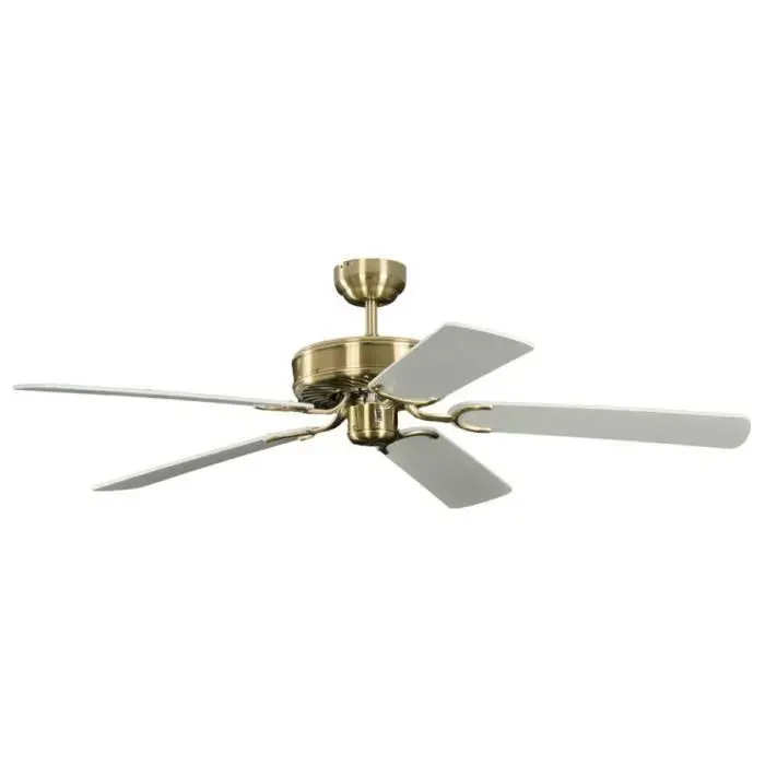 Ventilateur de plafond classique silencieux 132 cm laiton antique pales blanches - Pepéo Potkuri