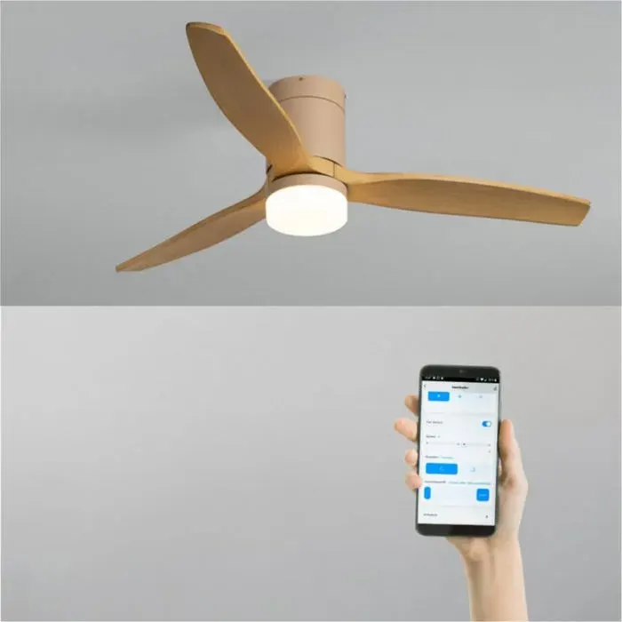 Ventilateur de plafond - Create - Avec lumière - Ø132cm - Sable/Effet bois clair - 6 vitesses