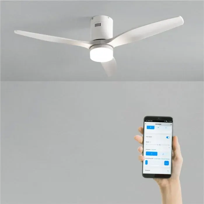 Ventilateur de plafond - Create - Avec lumière - Blanc - Ø132 cm - Fonction été/hiver