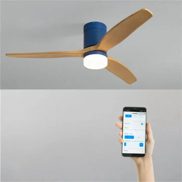 Ventilateur de plafond - Create - Avec lumière - Bleu cobalt - Ø132cm - WIFI + Télécommande