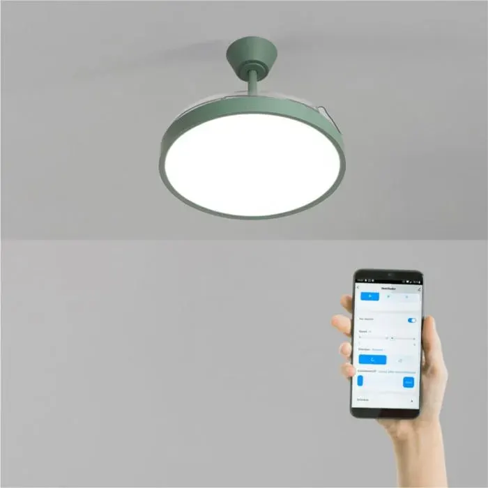 Ventilateur de plafond - Create - Avec lumière - Pales rétractables - LED 3 températures — coloris Vert