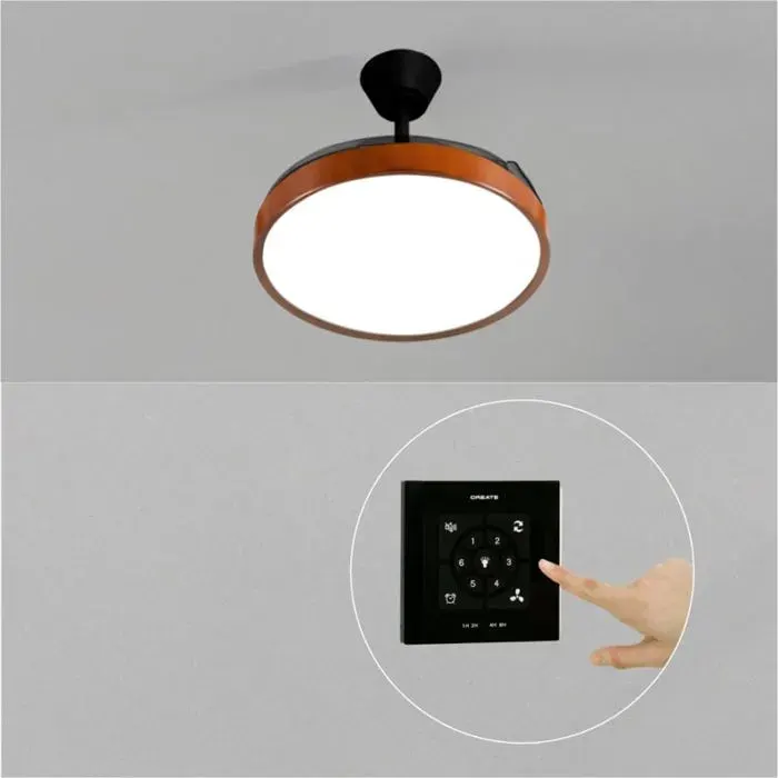 Ventilateur de plafond - Create - Avec lumière - Pales rétractables - LED 36W - Noir/Bois foncé