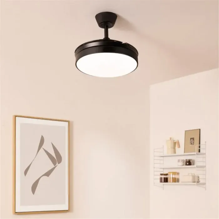 Ventilateur de plafond - Create - Avec lumière - Pales rétractables - Silencieux - LED — coloris Noire