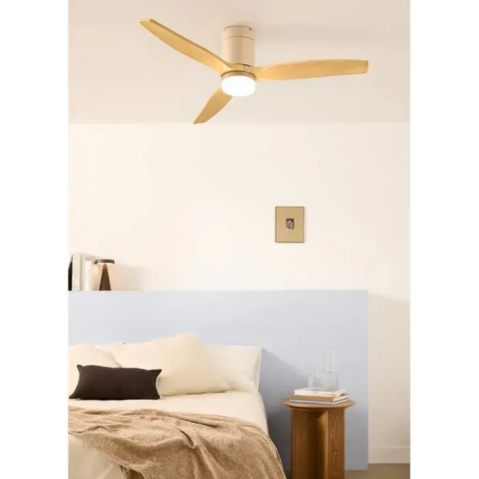 Ventilateur de plafond - Create - Avec lumière - Silencieux - Ø132cm - Sable/Effet bois clair