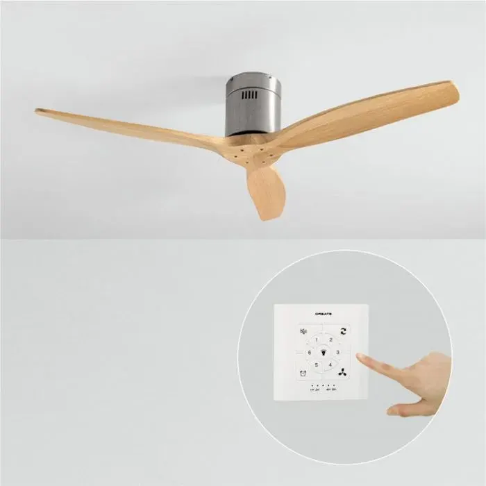 Ventilateur de plafond - Create - Sans lumière - Nickel / Bois clair - Ø132cm - Silencieux